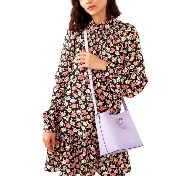 New Kate Spade Sadie Bucket Bag Leather Lilac Frost - Picture 4 of 4